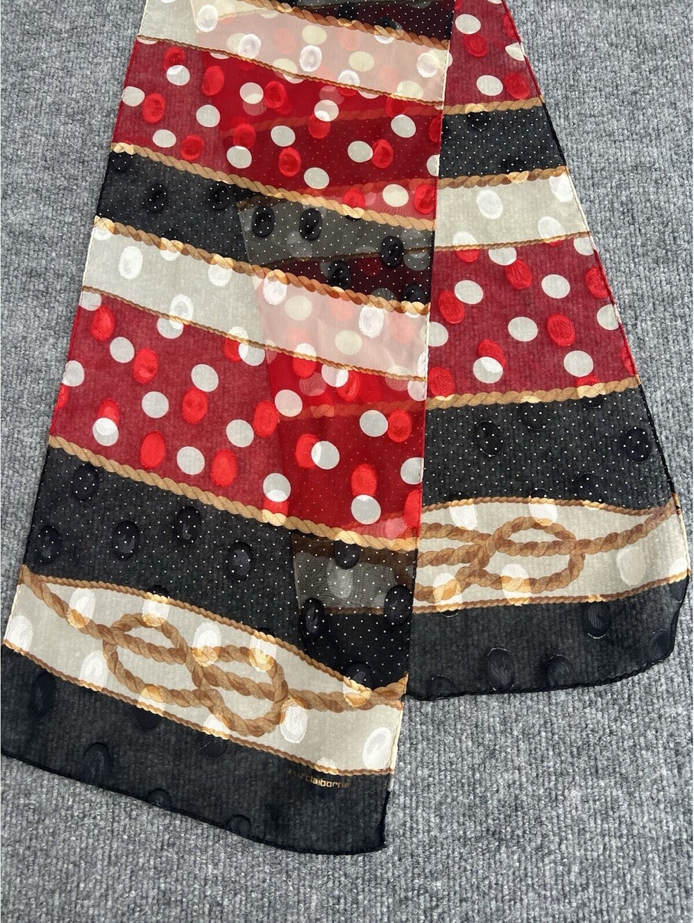 Vintage Liz Claiborne Nautica Print Rectangle Scarf Polka Dot Coastal 52X10